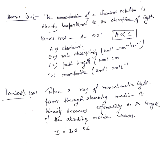 Beens lawin The concentration of a The concentration of a chemical solution is directly tonopertinał to its absenphèn of lig
