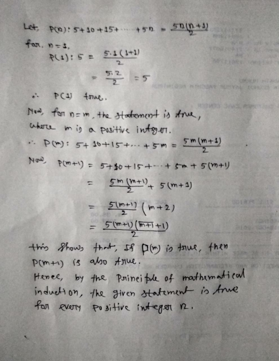 +59 Let Pom): 5+10 +15+ for, ns. Sin +32 PCs): 5 = 5:1(1+1) 2 5.2 PC1 true. Now, for n= m, the statement is true, where mis a