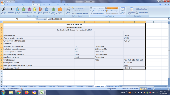November Microsoft Excel Formulas Data View Developer Home Insert Page Layout Review fix Define Name Show Formulas 123 Trace