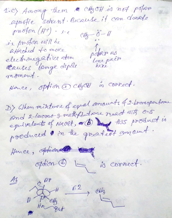 1. C7 Among them a Hz OH is not polas apostie concent, because it can donate proton (H+). le Cth-8 - H le proton will be atta