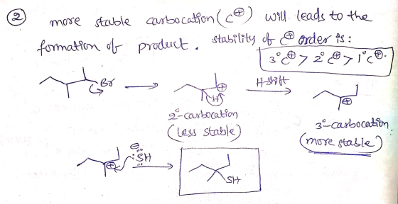 2 more stable formation of carbocation ( ) will leads to the product, stability of Border is : T3c@> 2671co years a nd with y