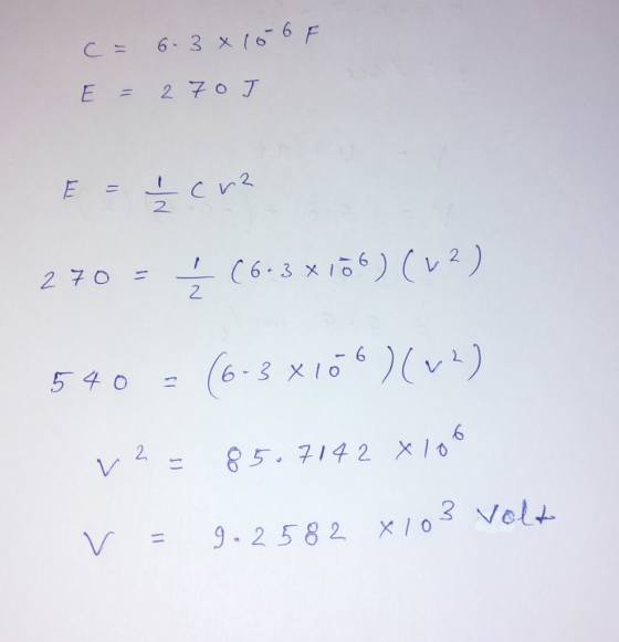 2 2 1(6.3x106) (v 2 ) 270 = レ 6-3 X1) 6 2 Vムー 85-7142 10 V = g,2582x102 Velt.