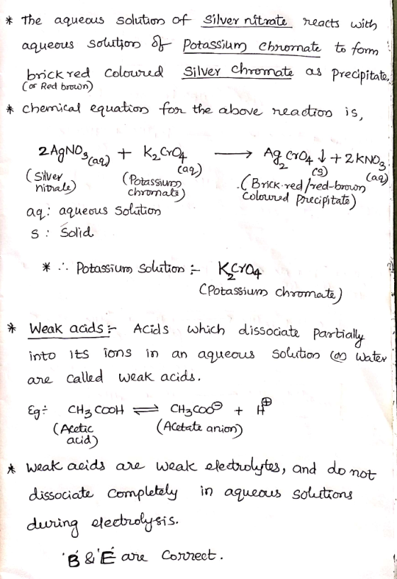 The aqueous solution Of Silver nitrate reacts with aqueous Soutjoo Potassium chrornate to fomm Silvey Chremate as brick Yed C