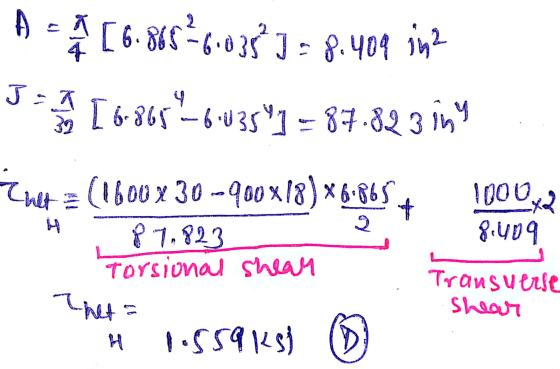 = 8.409 in2 [6.8686.035°JE [6-865946-135°1 - 87.823 iny G 32 Enet + 1000 8.409 H 2 (1600x 30-900x18) *6.865 87,823 Torsional