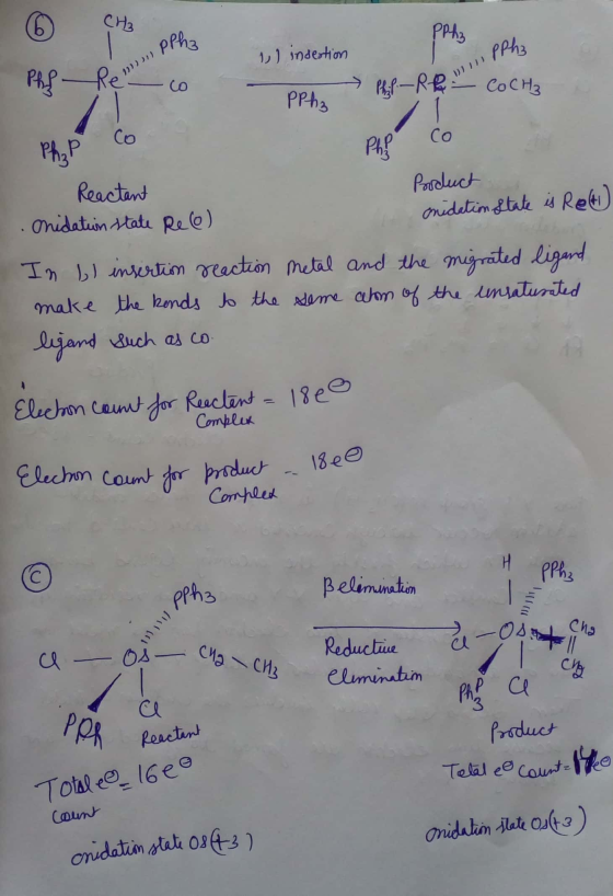 6 CH3 upph3 - PPhz 1) indertion pp 1 12))))) Phy 11 Re 1) inseation De co 1 ppha Phil-Rb - CO CH₂ PPh3 Ph₂p co Phy co Product