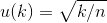 u(k)=\sqrt{k/n}