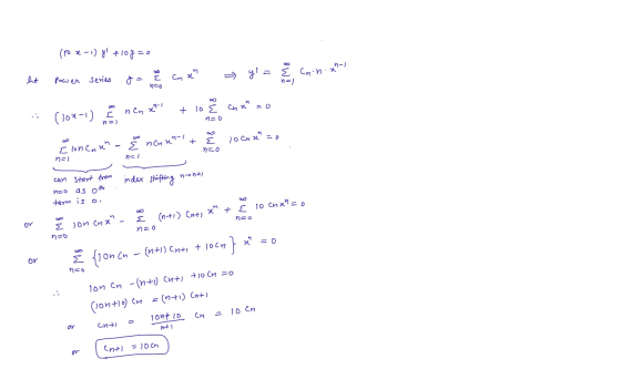 (80 x - 1) yl + log=0 hut power series og ha de consth y = 2 con xh. .(10x=1) E nem sztus + io cnx* =0 Zioncmx- Ž nen x= +