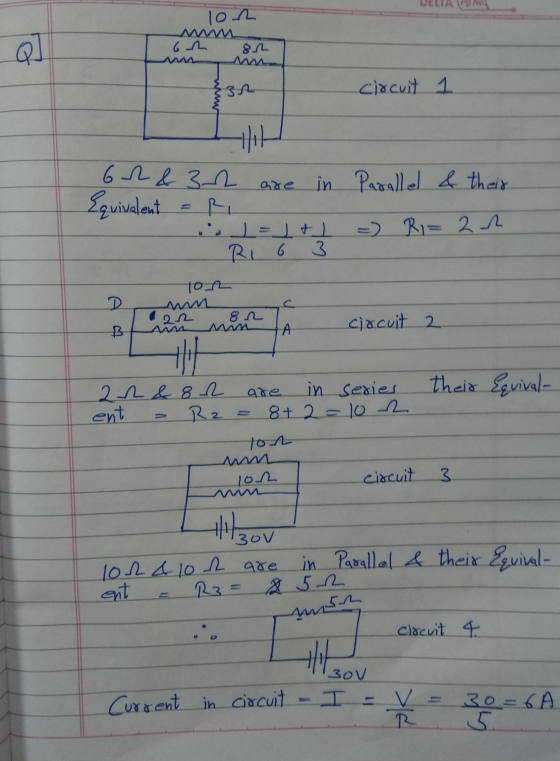 lon QI 62 82 32 circuit 1 6 2 & 3-2 Equivalent RI in Parallel & their =) Ri= 2 h R16 3 D ton Am 622 81 A Min circuit 2 B A 1