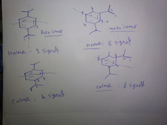 ED meta Isorer Para isomer # Nonh: 5 signal HNMR: HNMR - 3 signally. un COMR = 6 signals. CAMR: h signal
