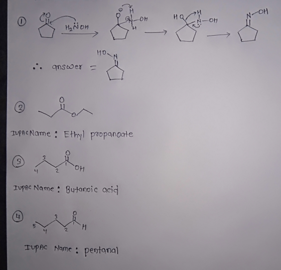 -OH 0 -oh Н -OH H₂NOH НО. answer = 2 TUPA Name: Ethyl propanoate 3 OH 4 2 IUPAC Name: Butanoic acid 4 3 5 H 4 2 IUPAC Name :