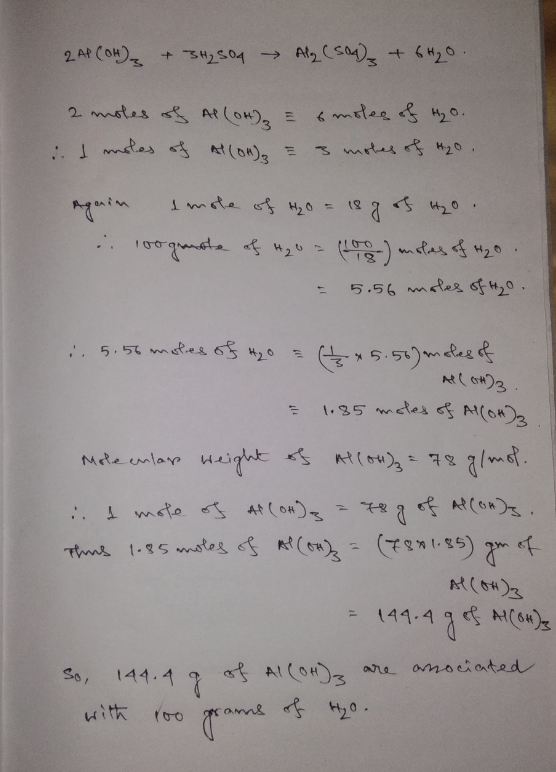 2 AP (0H) SH2S04 = meles 20. 2 mstes At (o) Ies t(o)S Smts 20 .. 5.56 mdes of 20 5.5 mles 6Hyo 135 mdes A(03 Maenlar - स१ १ ६