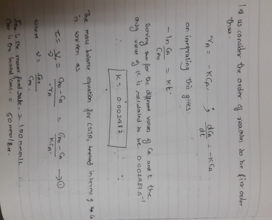 la us consider te order δ Tamin do be fir order us . on imegratin Po mass holane equation for CS1R, irewg in dexmu tn G KCA 2