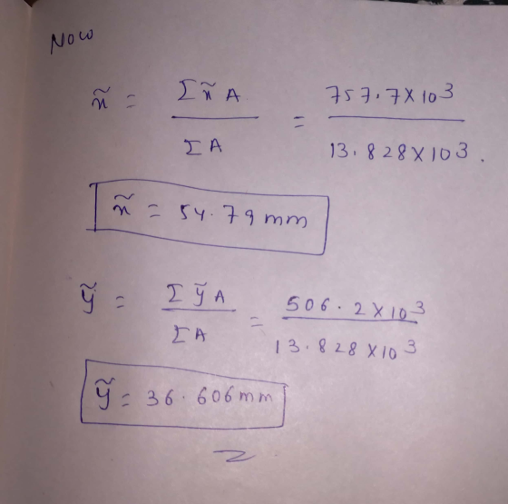 Now ZE I ñ 757.78 103 I A 13.828 X103, ñ = 54.79 mm प I ý 506.2X102 2 13.8288 10 3 9 - 36.606mm 2