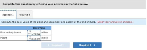 Complete this question by entering your answers in the tabs below. Required 1 Required 4 Compute the book value of the plant