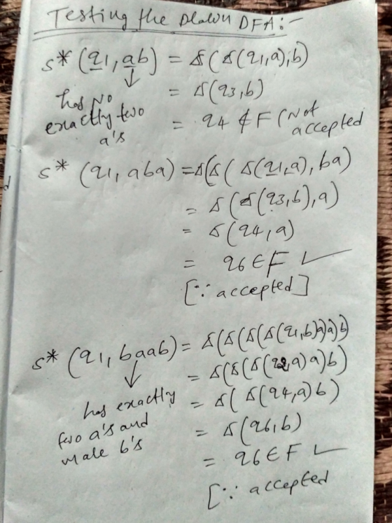 Testing pre Delo u DFri: r レ a s c* (24, ala)=a@(Δ(uta),ba) 2,4), (a4) 26 E レー acceptel) o as amd L accapfe