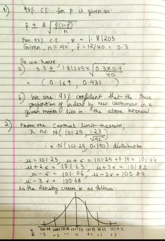 93% CI for p is given as: ľ + Z P (1-P) For 932CI. Z.81205 Given, n = 40 p = 12/40 = 0.3 So we have 02- 0.3+ 1. 81205X0.3x0.7