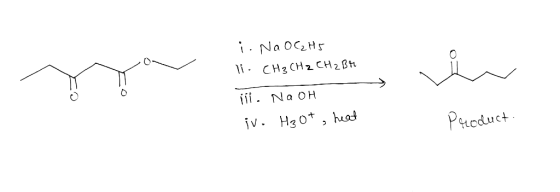 i. NaOCHS li - CH3 CH 2 CH 2 Br iii. NaOH iv. H₂ot, heat Product