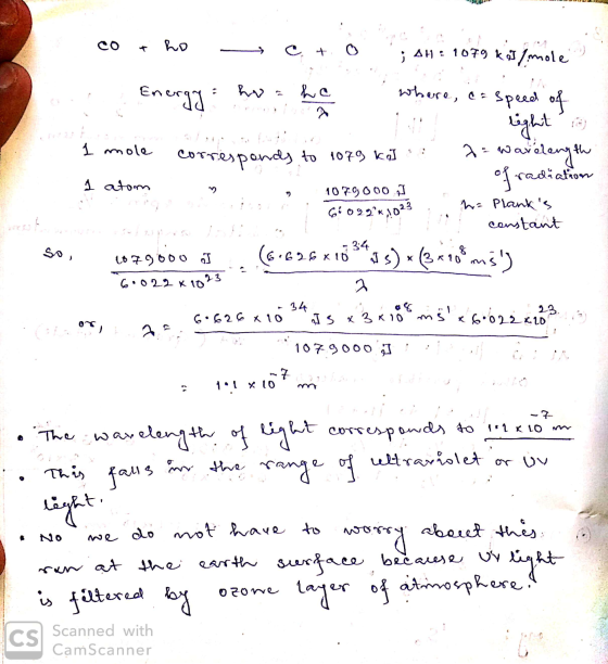AH: 1079k da ation co e ho G e t Ö ; AH : 1079 kad Amole on Energy ho ho where, ca speed of S light I mole corresponds to 1