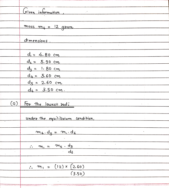 Given information mass m4 12 goum dimensions d, = 4.80 cm d2 = 5.90 cm d3 = 1.80 cm d4 = 5.60 cm 2.60 cm do = 3.50 cm. ds - (