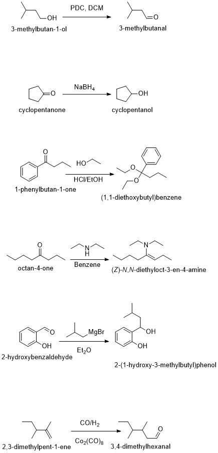 PDC, DCM / LOH - 3-methylbutan-1-ol 3-methylbutanal Oo Naßt>ooh cyclopentanone cyclopentanol Но share HCVETOH 1-phenylbutan-1