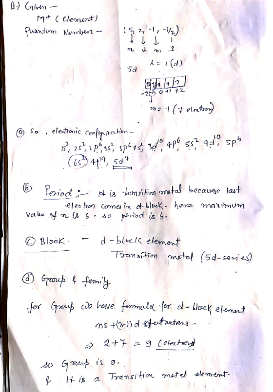 M Elemon Puantun Numbers , 2, -1,-12) 2 Sd - 2Eh o +1 /2 +(1 etrcto) eletronic So Cofyuncation 2S 2 (6s414, Sd Period isocmsi