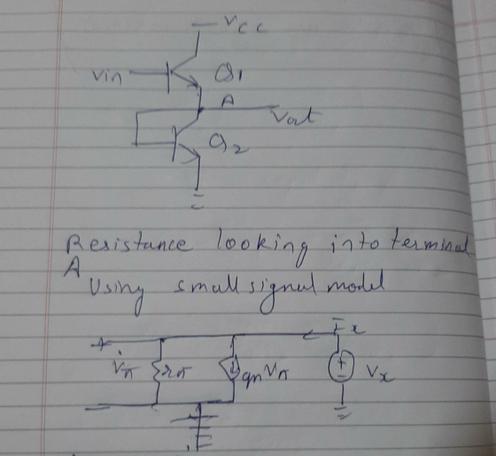 Resistance looking into terminal Using small signul model