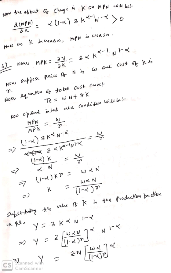 Now the effect of Change in K on mpn will be demon), 211-) 2k&WW-X Do Hace as k increasis, mpN in creass. is ak 62 NOW, MPK =