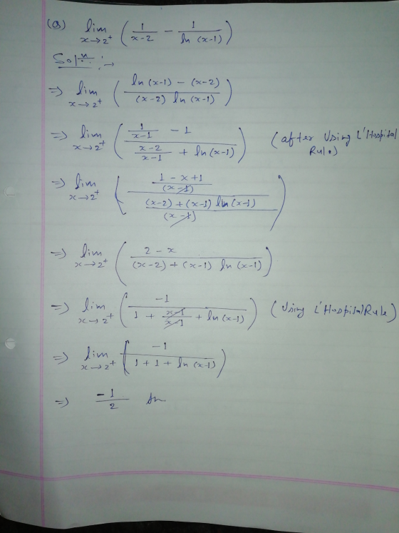 ( _ )) Qw (x-1) - (x2) xy 2-2 + ਮ (-)) , (after Using LHospital Rule) | 2- - +1 (2 ) (x-2) +( x) (in (x-) ( - - 1 (੨੬ - - (