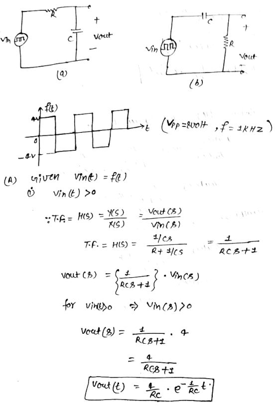+ 1 then Vout SR Vin (1) Vout () (6) fit) 4V (Vpp =evolt , f = 1kHZ 0 (A) riven Vint) - ft) o Vint) >0 =YS) :7 = HIS) XS) Vou