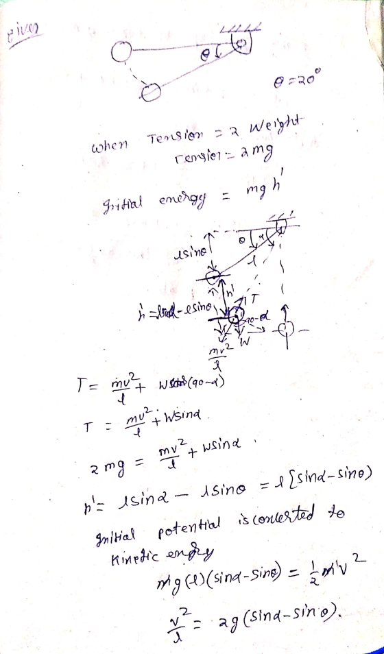 y IVO octo 0-20 when Tension =a. Weight rengior = ang gritical energy mah using to obetto ㅓ T i podle-esino 70- o-d mu2 W T=