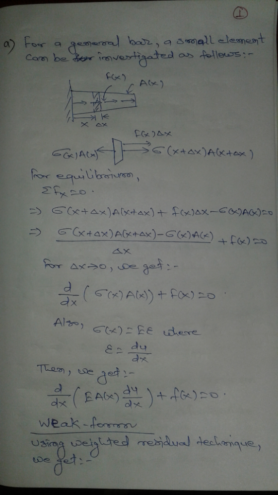 a) For a general bar, a small clement can be for invest gated as follows: F(x), AG) F(x)ox (x+4x) A tax ) for equilibrium, {f