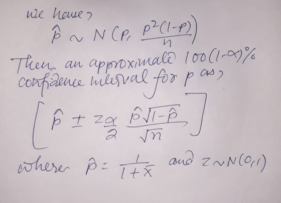 We have a p þ v N(P, PZ (1-1) Thein, an approximale 100(1-29% confidence inlisval for pass ệ t za PVI-B where he Thy and ZwN(