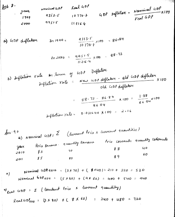 And 8. DI nominal aop year Real GDP 10770.7 Deflator = GDP - x100 - 1999 Nominal app real app 9353.5 9951.5 2000 1121614 I a)