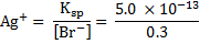 Ag+ = Ksp - 5.0 x 10-13 Ag+ - Br-1= 0.3
