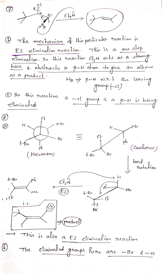 cl Ja Eton a one 6 The mechanism of this particular reaction is E2 elimination reaction. This is step elimination. In this re