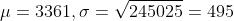u=3361,0 = V245025 = 495