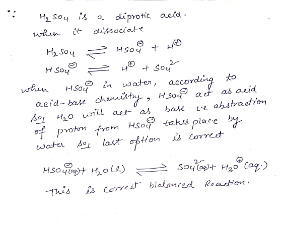 Hy sou is a diprotic acid. when it dissociate . Hy sou = Hood two Hsou = 40 + sou? when Hou in water, according to acid-base