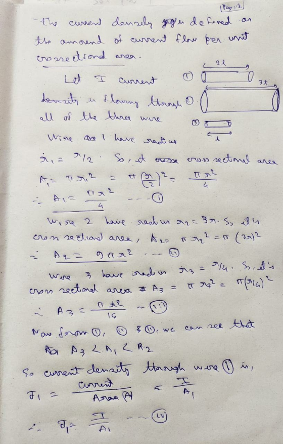 Page 1 the current densely goger de kered as the amound of current flow per unit Grosse drona arga 2 31 Current derzity es fl