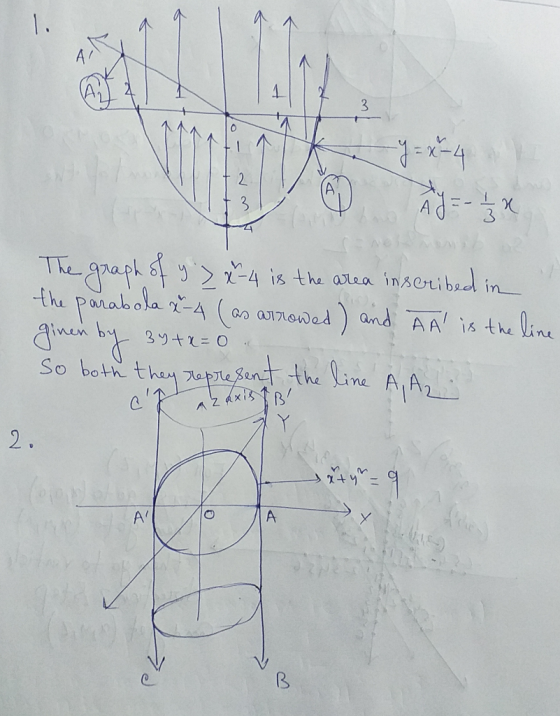 The graph of y> &-4 is the area inscribed in the parabola x-4 (as arrowed) and à l is the line ginen by 34+x=0 So both they