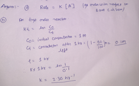 Rate K [AT (ap ondlen withepect t Bava c2e) fan first ondy neachn n Co Ct Kt = 1 m Co= imthal concentatun 1-50 n CfConcatrato