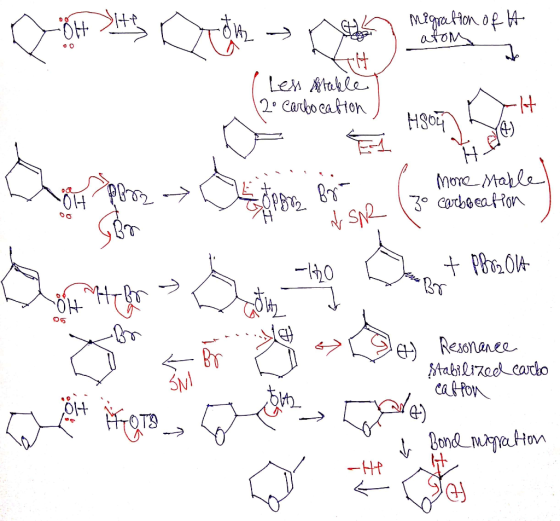 OOH H Croom → ten moeten migration of the - atom ( Less stable 12° Carbocation ) H967 Da Spoor? more stable, (30 carboration