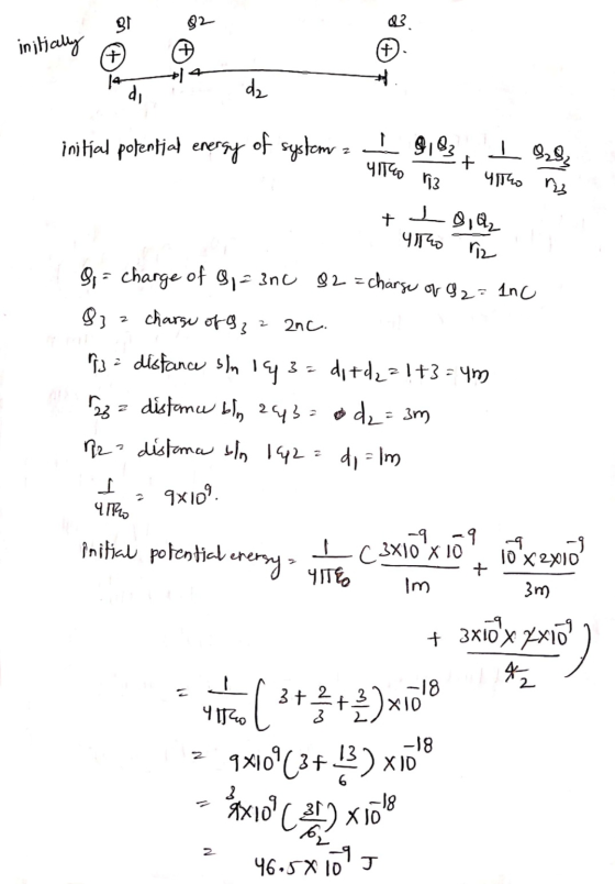 SI initially 92 o * + 14 di dz - initial potential energy of system 91837 I 328 YITO h3 uitho R † ㅗ 8, Q₂ To r2 Si= charge of