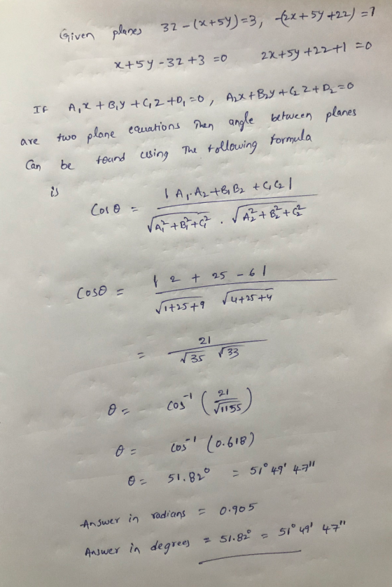 Given planes 32-(x+54)=3, -(2x+54 +22) =7 2x+59 +22+1 =0 X+54 -32 +3 =0 IF are A, Xt By +6,2 +0,20 A2X + Bry + ( 2 + D₂=0 two