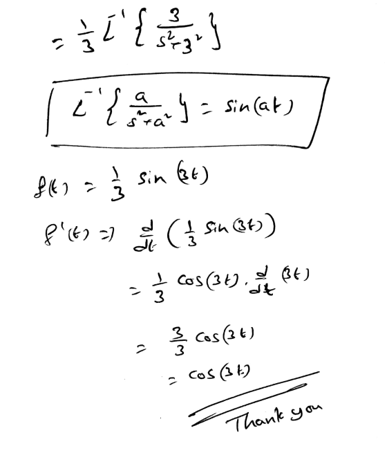 3 i { 543² 1) wi- L E y = sin(at) sta 을 f(t) = 1/3 sin (36) را با f(6) 7 Jul ( sin (36) -الے d 36) I cos(3t). It 3 3 Cos(36