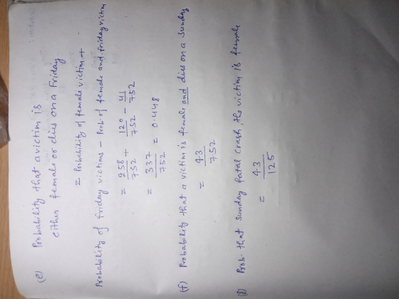 inte re Probability that avictim is either female or dies ona Friday, z Probability of female victions et Probability of frid