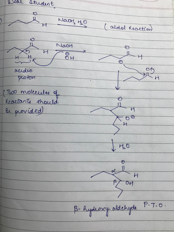 Leal student Noor, ho aldal Reaction) Naon # He r acidio proton Two molecules of Reactants should be provided) th ht BOH B- h