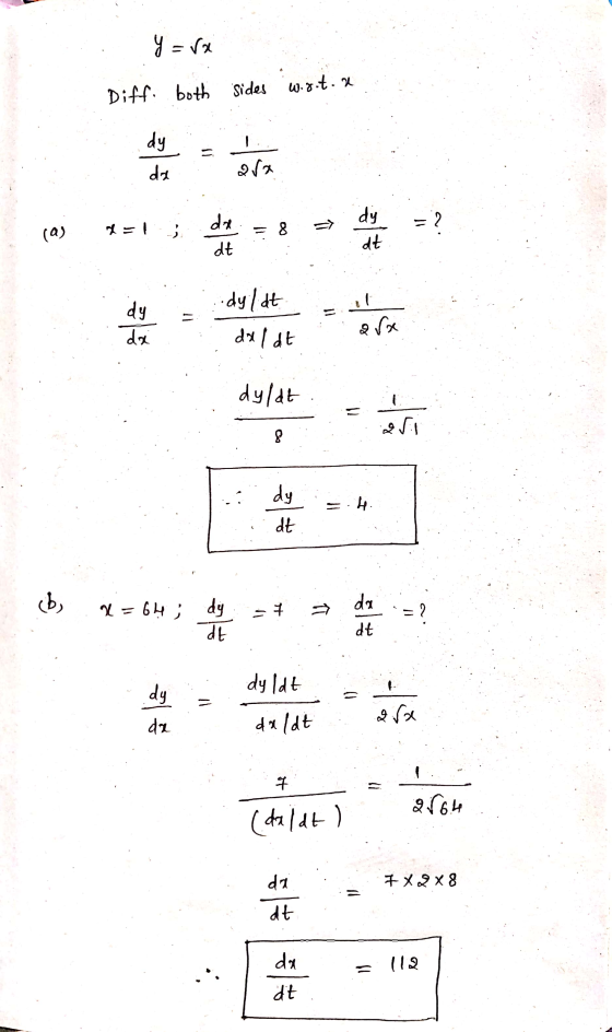 y=rx Diff. both sides w.oit.se 11. dyldt sbs 2 = 64; dy =+ = des? dy = A dyldt - Tutora . daldt Citat T erom 256.4 (daldt )