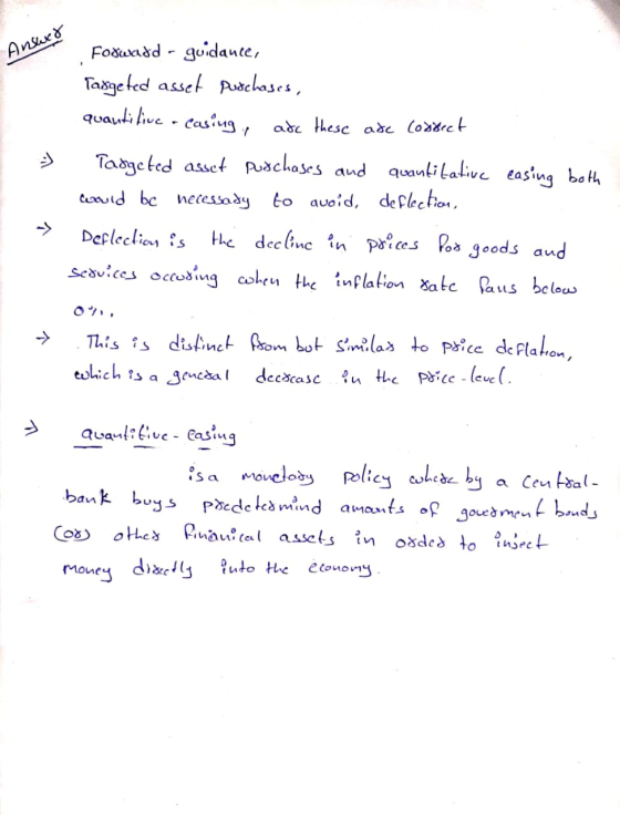 Answer -) Foduudd - guidance, Targeted asset purchases, quantitive - casing, adc these are correct Targeted asset purchases a