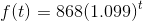 \\\\f(t)=868(1.099)^t