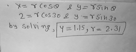 28 Cos30 & y=xsin 30 x= 8 cosa & y=8sina by solving, Ty=1.15, 8= 2.31